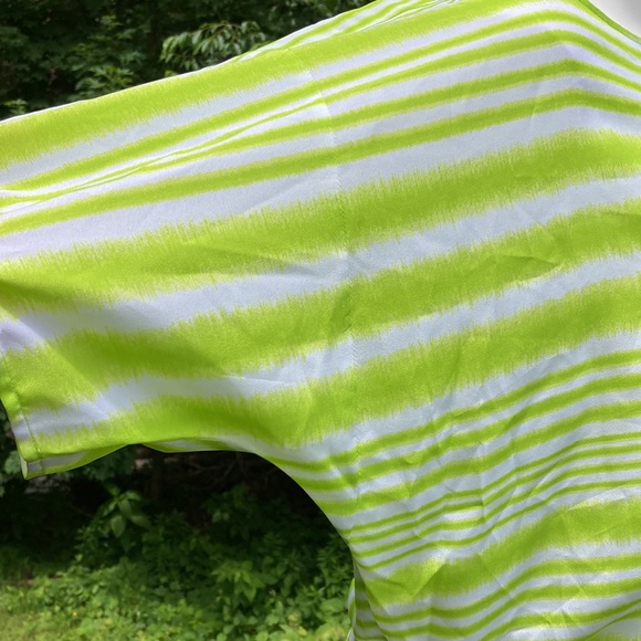Michael Kors batwing lime green striped hip tied top size S NWT - Picture 6 of 6